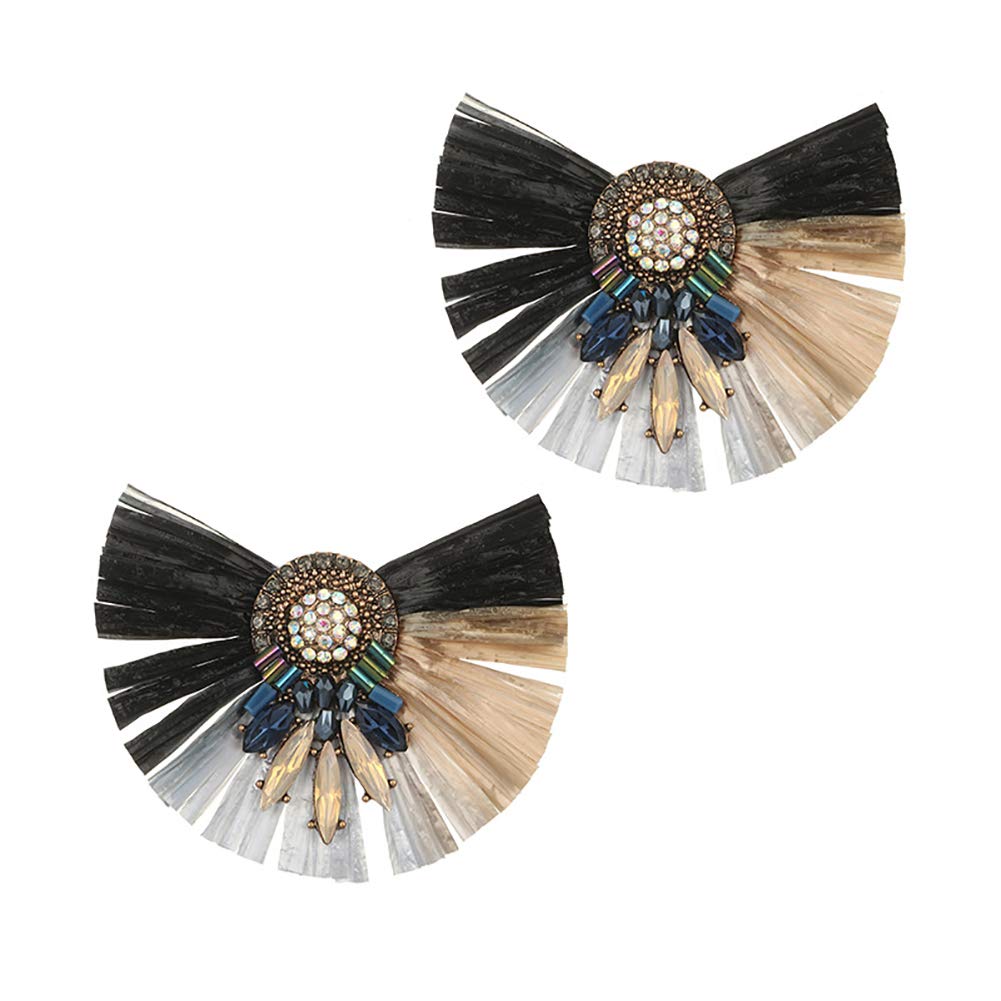 WDOIT Women Rope Stud Earrings Bohemian Sector Earings Rhinestone Earrings Clothing accessories for Girl Gift (Brown)