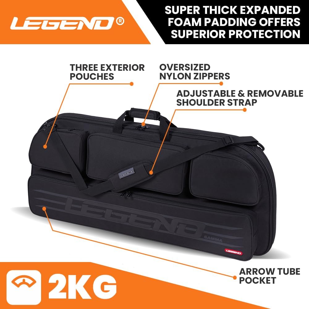 Legend Gamma Compound Bow Case - Premium Archery Bow Cases with Backpack & Shoulder Straps, Soft Bow Case for Archery Accessories & Gear, Lightweight Travel Bow Bag with Multiple Storage Pockets