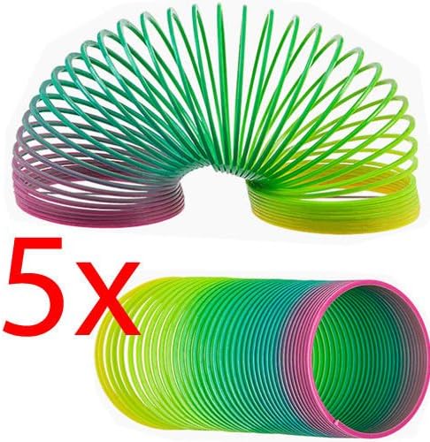 Spring Coil 5 x Large Rainbow Slinky Fun Kids Toy Magic Stretchy Bouncing 7cm