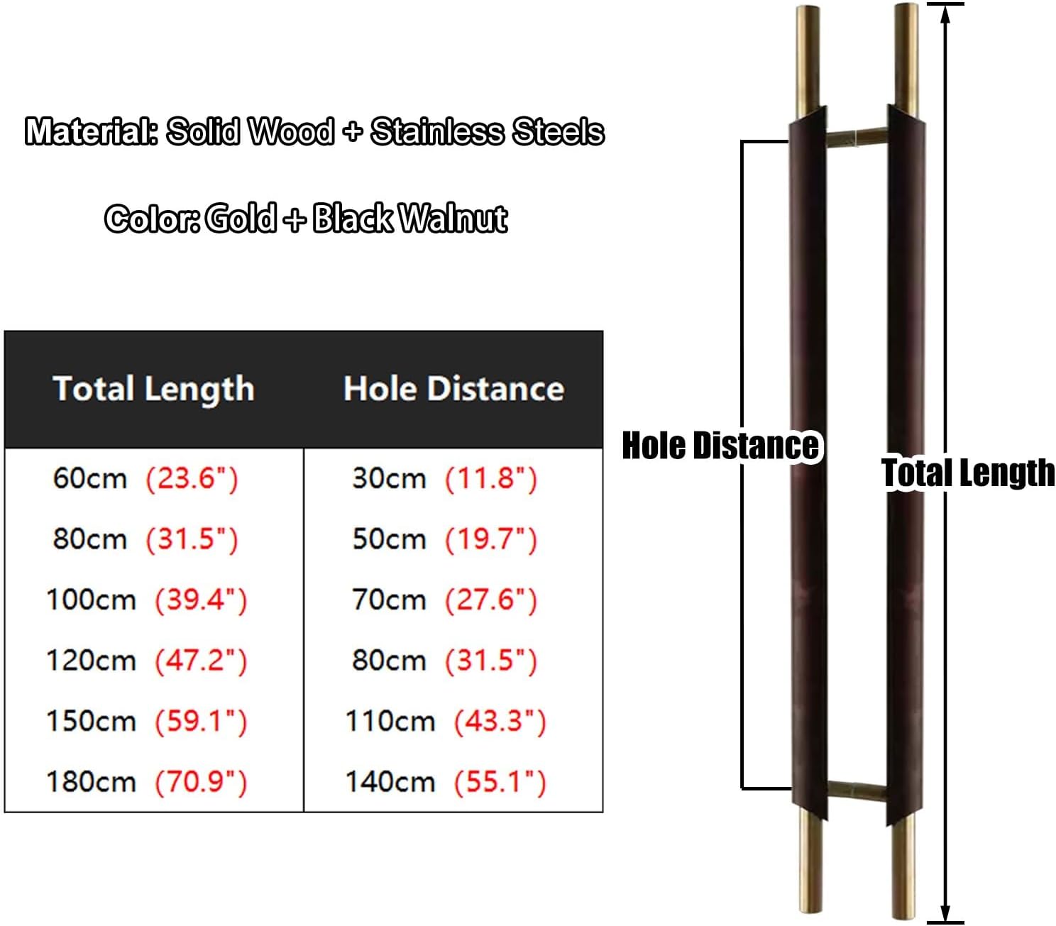 Solid Wood Front Door Pull Handle for Glass Door Modern Long Commercial Bar Pull Handle for Shops/Residential (Color: Style3 Size: 120X80cm)