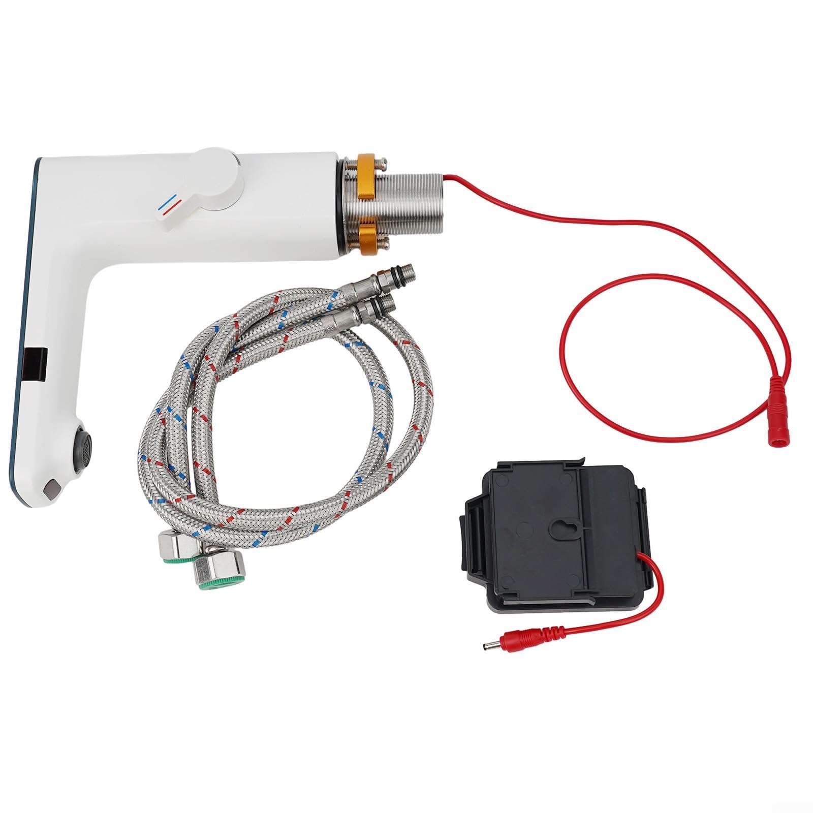 Smart-Sensor-Waschbeckenarmatur, intelligenter Sensor, digitales Display, automatischer Infrarot-Sensor-Wasserhahn mit Temperaturanzeige (weiß)