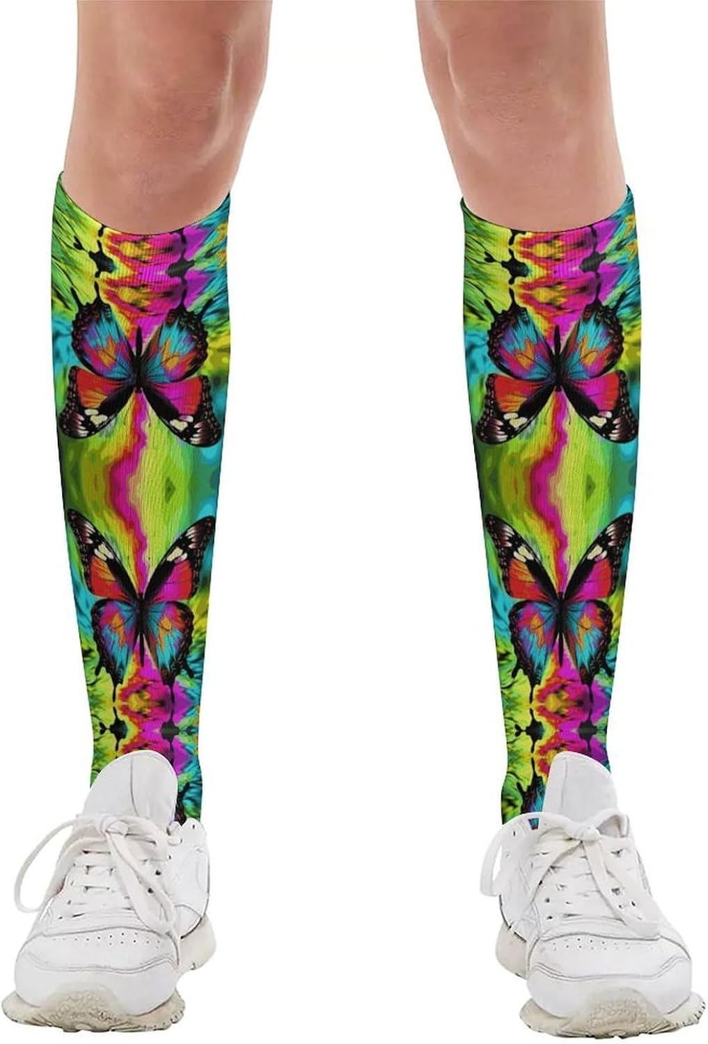 Colorful Butterfly Compression Socks for Women Men Comfort Over The Calf Socks Moisture Wicking Breathable Athletic Sock