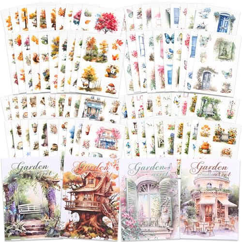 Knaid Scenery Sticker Set (490+ Pieces, 80 Sheets) 4 Pack