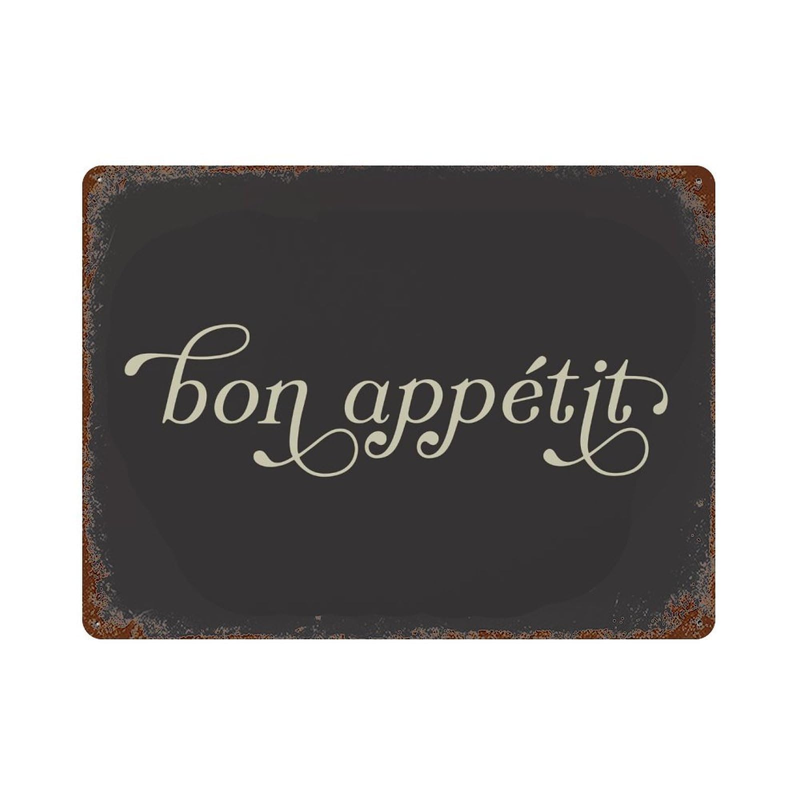 xiaoxiaoshen Bon Appétit Retro Neutral French Kitchen Quotes Wall Decor Art Metal Tin Poster Modern Home Decor Art Home Bar Shop Decorations Vintage Sign 30x40cm