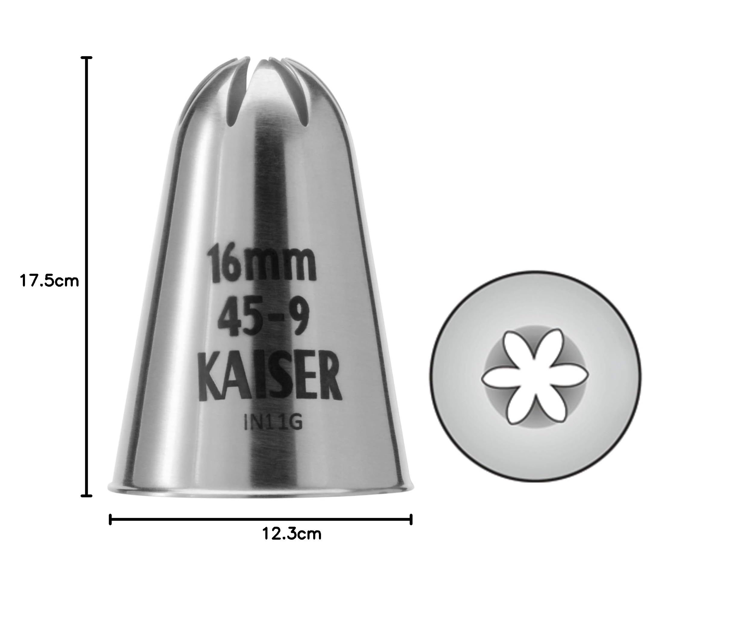 ORIGINAL KAISER Set pasticerria con sac à Poche e 5 beccucci, 7 Pezzi, Acciaio Inox, Bianco, 40 cm, 4 Litri