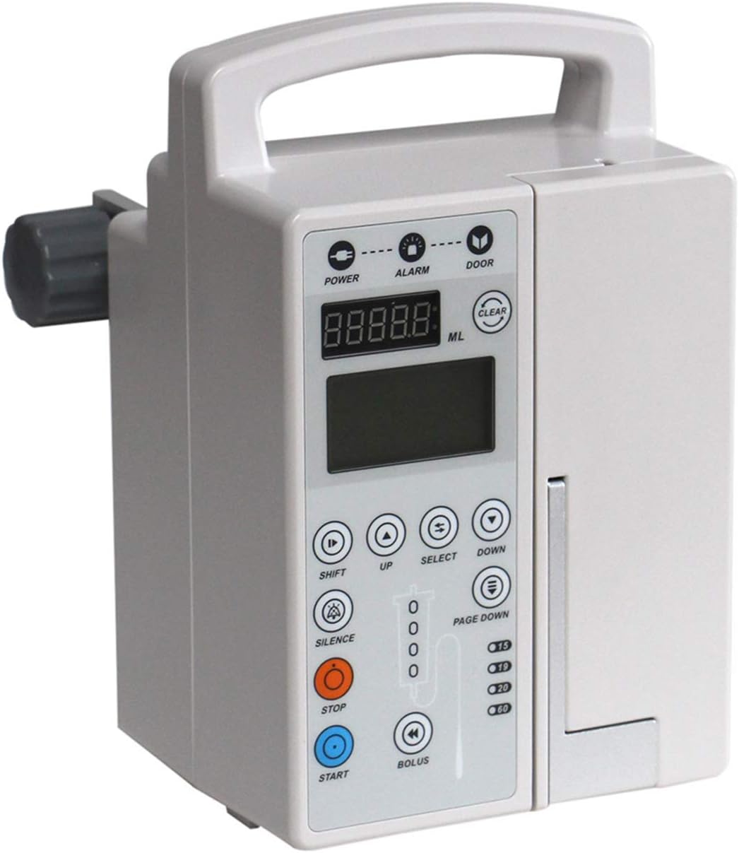 Rechargeable Automatic Audible and Visual Alarm Veterinary In-fusion Pump, Portable Fluid Administration Pump Machine with LCD Display, KVO, Alarm, Calibration