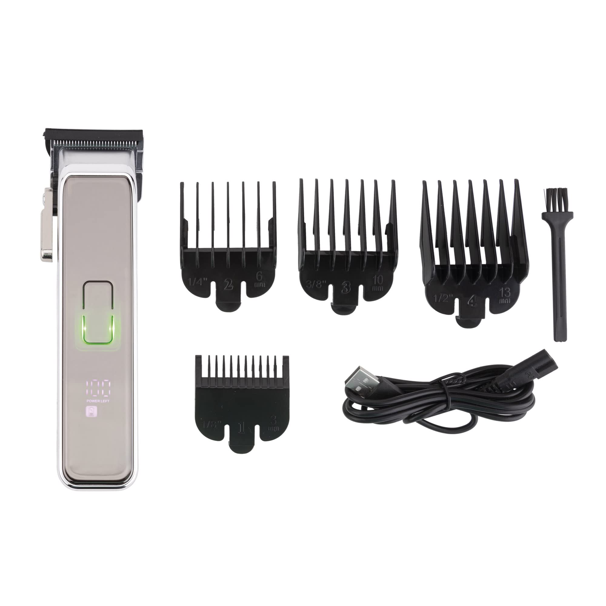 JATA JBCP3325 - Máquina Cortar Pelo y Máquina de Afeitar Hombre con 4 guías de corte de 3 a 13 mm. Uso con y sin cable. 3 velocidades. Incluye accesorios. Hasta 4 horas de autonomía