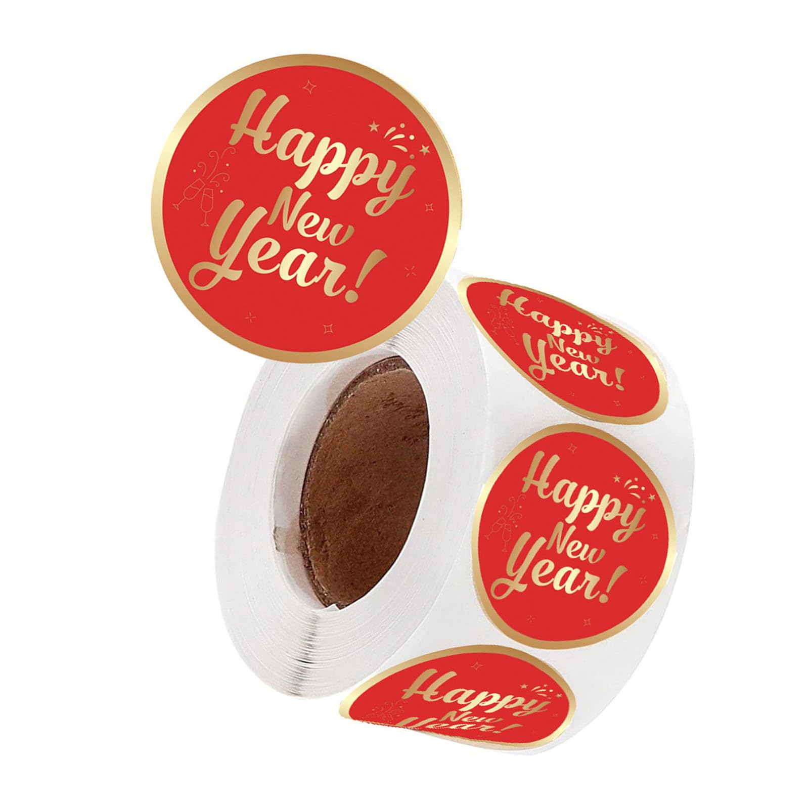 500Pcs Happy New Year Sticker 38mm Christmas Decoration Sticker for Envelopes Box Christmas Cards Candy Bag Decoration Card Making