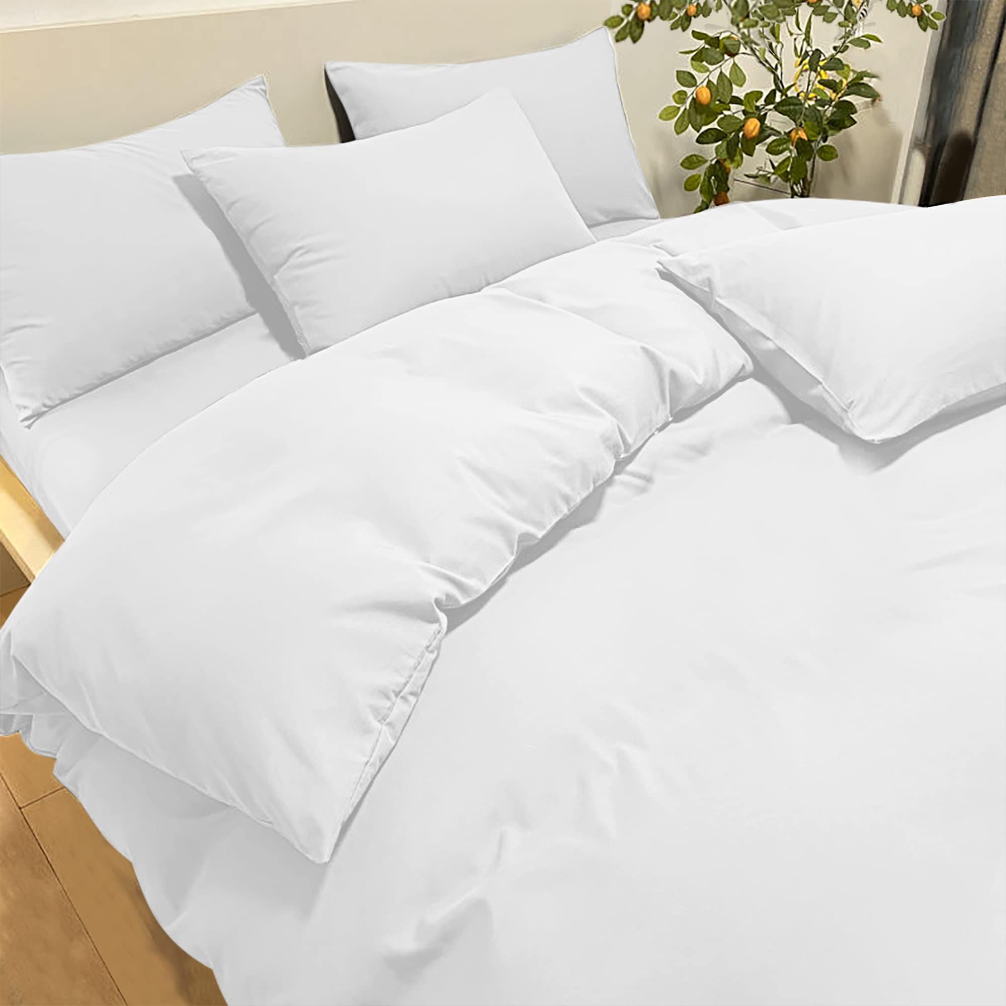 Set Copripiumino Matrimoniale 260x240 CM (2 Federe 65x65) Monocromatico in Microfibra Bianco, Morbido ed Ipoallergenico, Inclusa Federa 65x65 cm