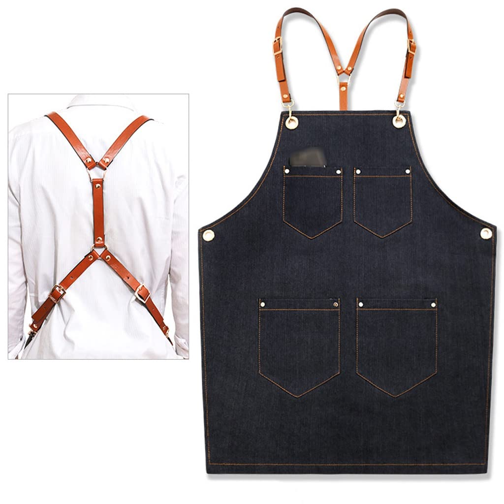 Tabliers de serveur Tablier de barista Couple Tablier Restaurant Tablier de cuisine Tablier de cuisine Convient à la maison Cuisine Restaurant Chef Tablier avec poche Tabliers de cuisine
