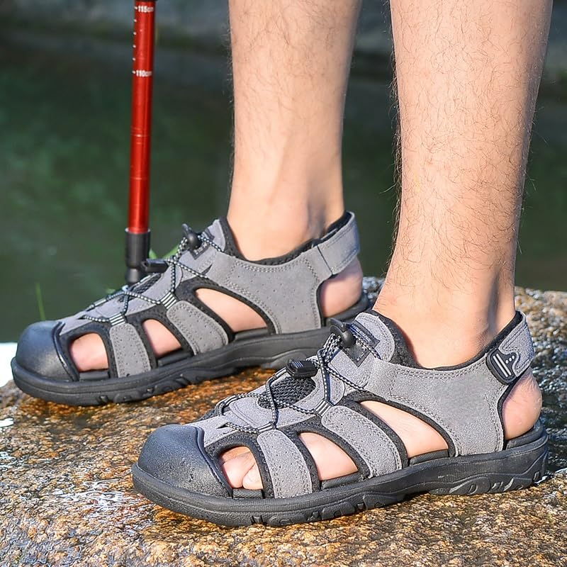 Men Outdoor Casual Sandals Breathable Flat Sole Beach Shoes Comfort Soft Sandals Athletic Male Shoes2