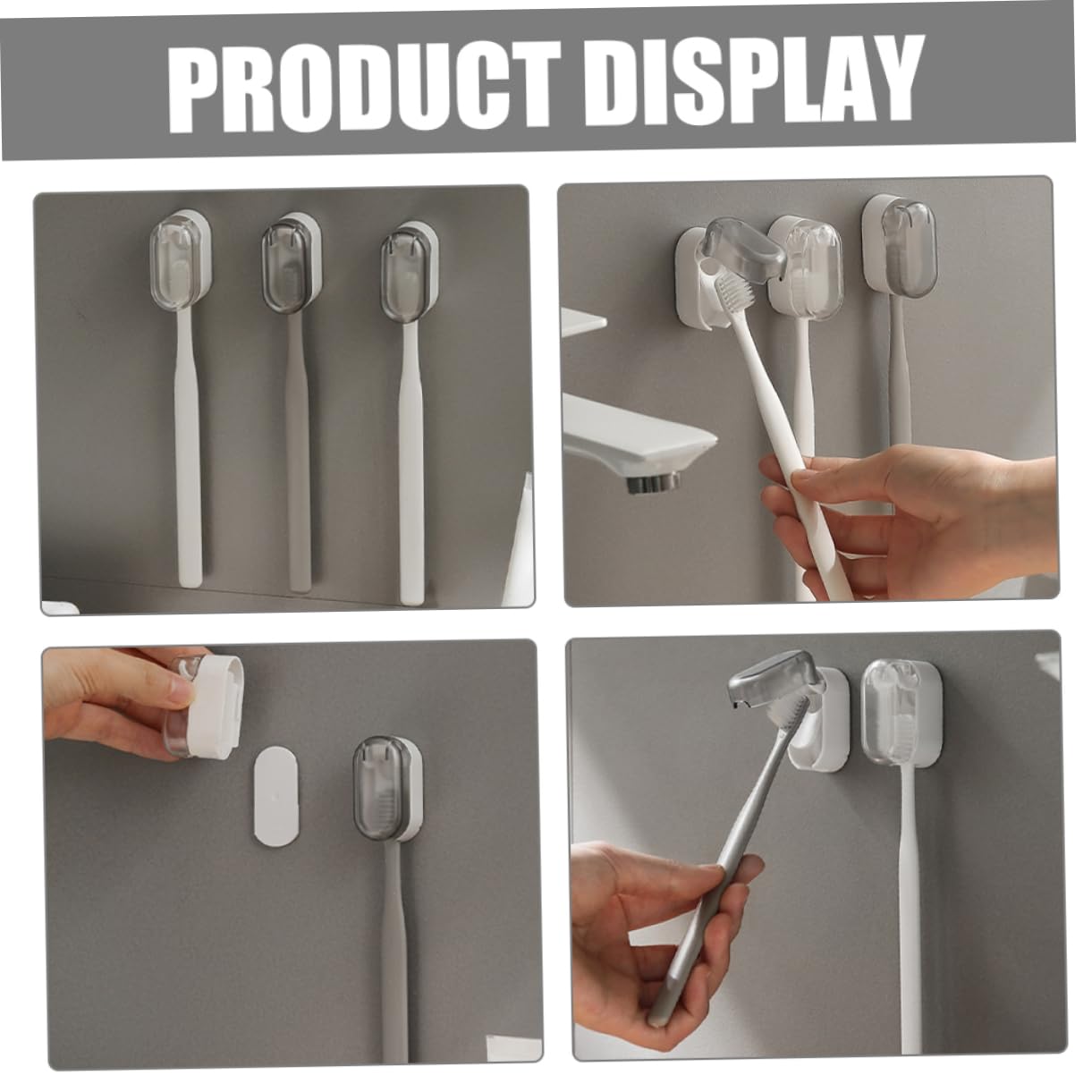 10piezas Soporte De Cepillos De Dientes De Pared Organizador Baño Sin Taladrar Estante para Cepillos Eléctricos Tapa