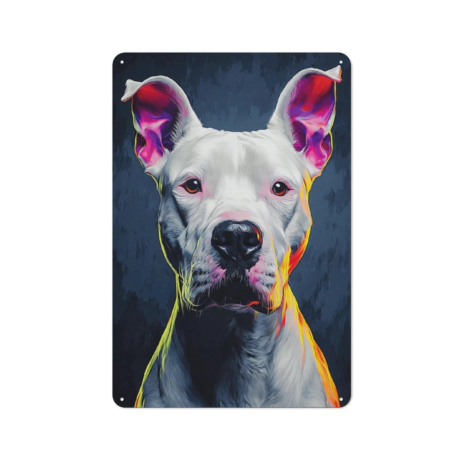 Junmoney Vibrant Neon Dog Portrait Artwork Understated Decorative Metal Sign 30X20cm Featuring Study Room Decor For Workspace, Cafe, Shop Or Desk Area