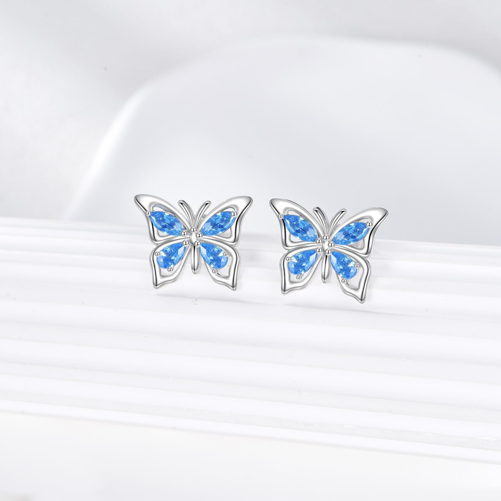 VONALA Orecchini a farfalla da donna, in argento Sterling 925, con pietra portafortuna, ipoallergenici, per donne, familiari e amici