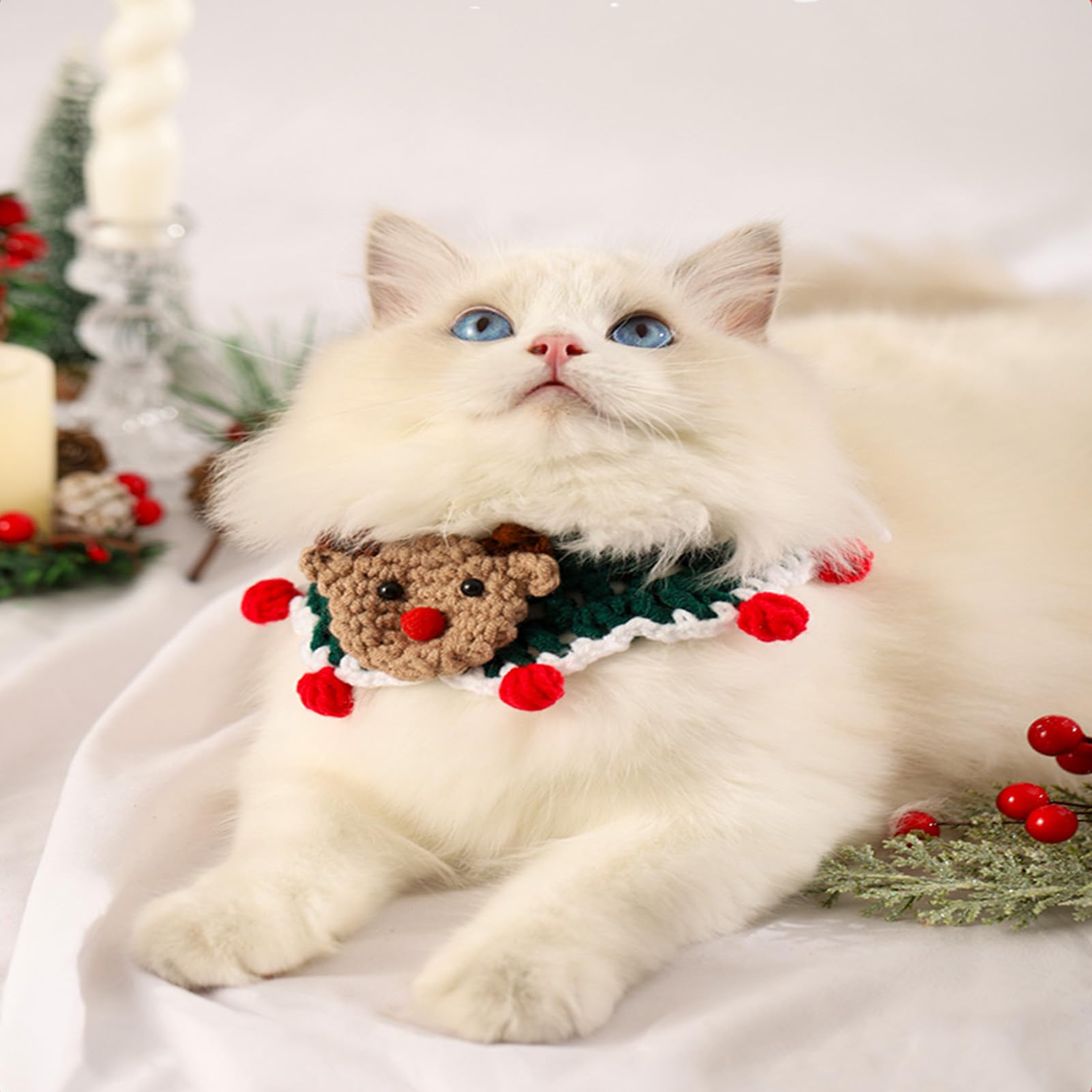 Christmas Cat Dog Collar Deer Santa Claus Snowflake Pet Accessories for Christmas (M, Deer), multi-coloured - Image 3