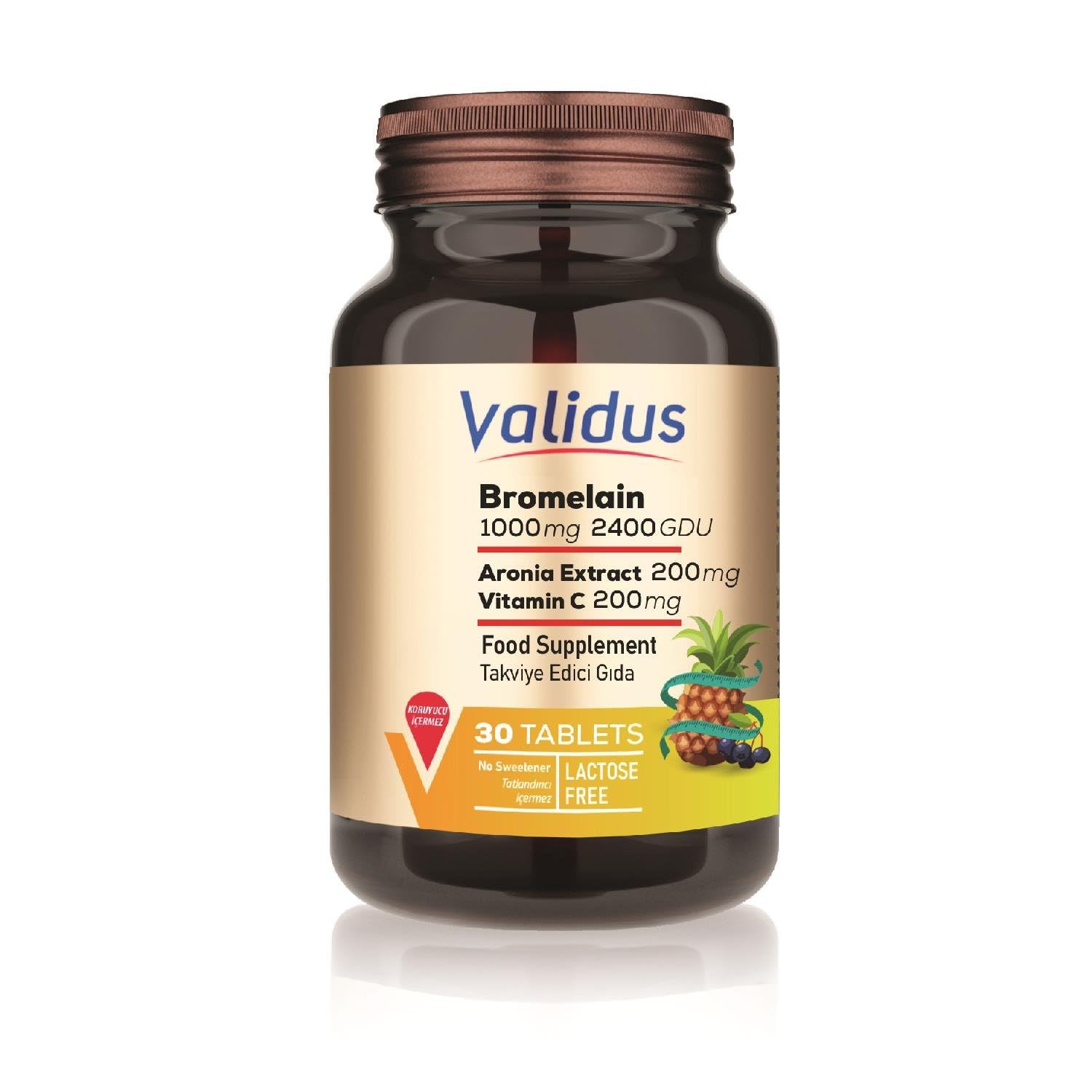 Validus Bromelain 1000 Mg 2400 Gdu Aronia 200 Mg 30 Tablets