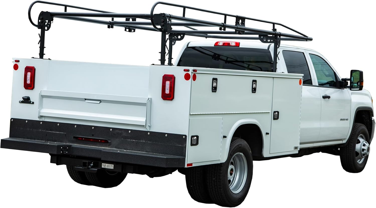 Buyers Products 1501250 Steel Service Body Ladder Rack, 162 Inch Length + 5401000 Silver Aluminum Diamond Tread Conduit Carrier, Service Body Truck Solution for Ladders & Conduit