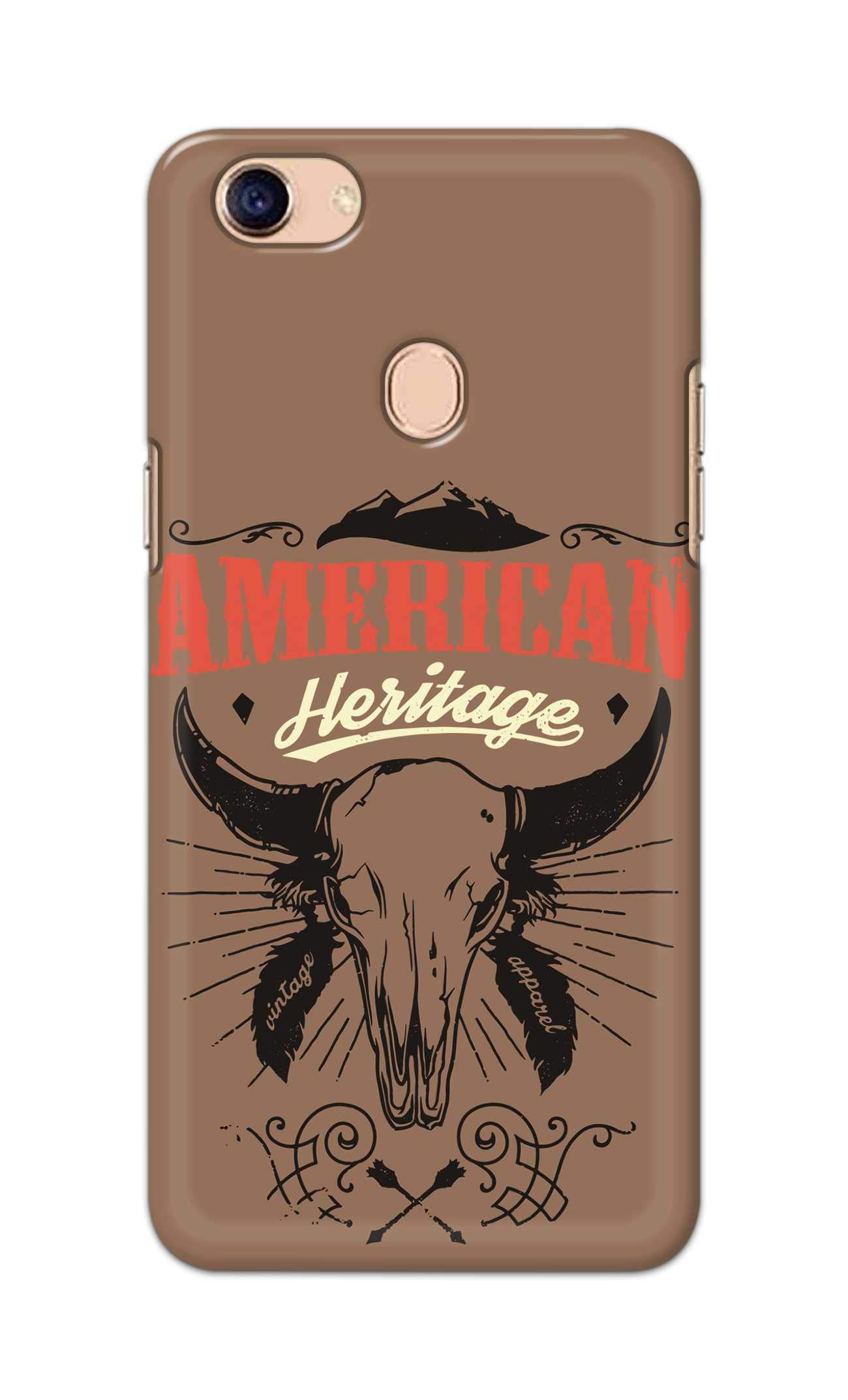 PRINTFIDAA American Heritage Bull Skull Logo Brown Designer Case for Oppo F5 Youth Back Cover