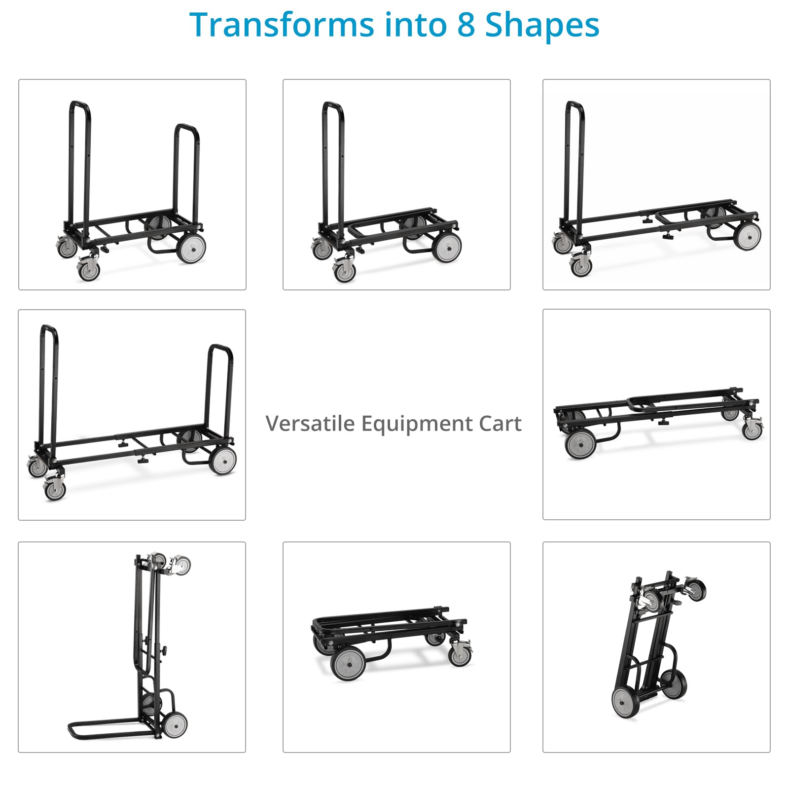 PROAIM Vanguard NANO składany wózek transportowy 8w1, udźwig 150 kg | Stalowy wózek z platformą 24–39″, koła 4″ skrętne i 6″ gumowe z hamulcami oraz składanym uchwytem.