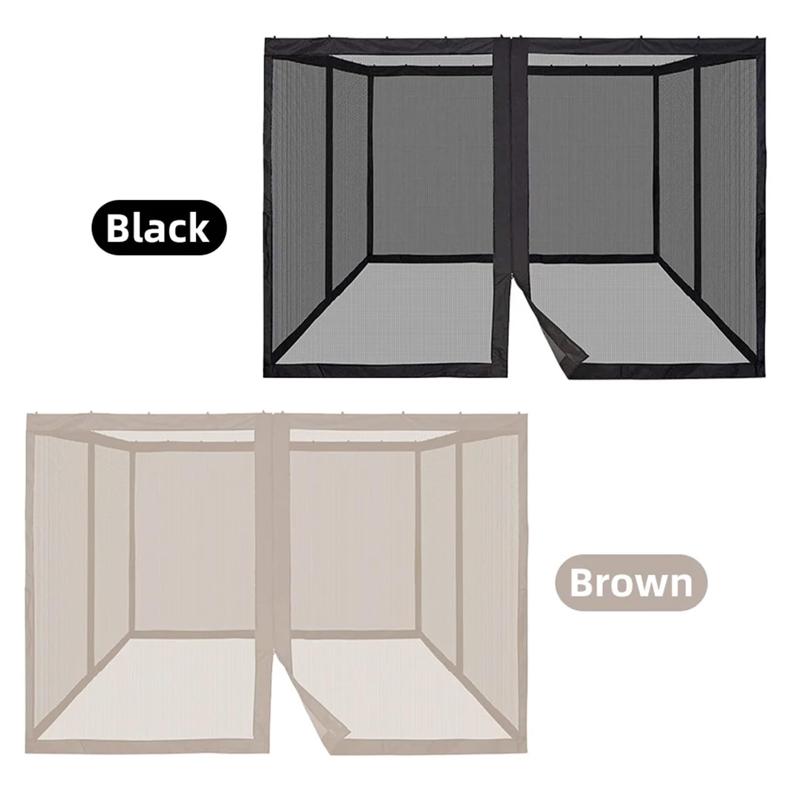 Zanzariera a 4 Pannelli for ombrellone da Patio – Protezione Solare for Esterni – Pareti divisorie a 4 Pannelli Zanzariera Gazebo(10x10 Brown)