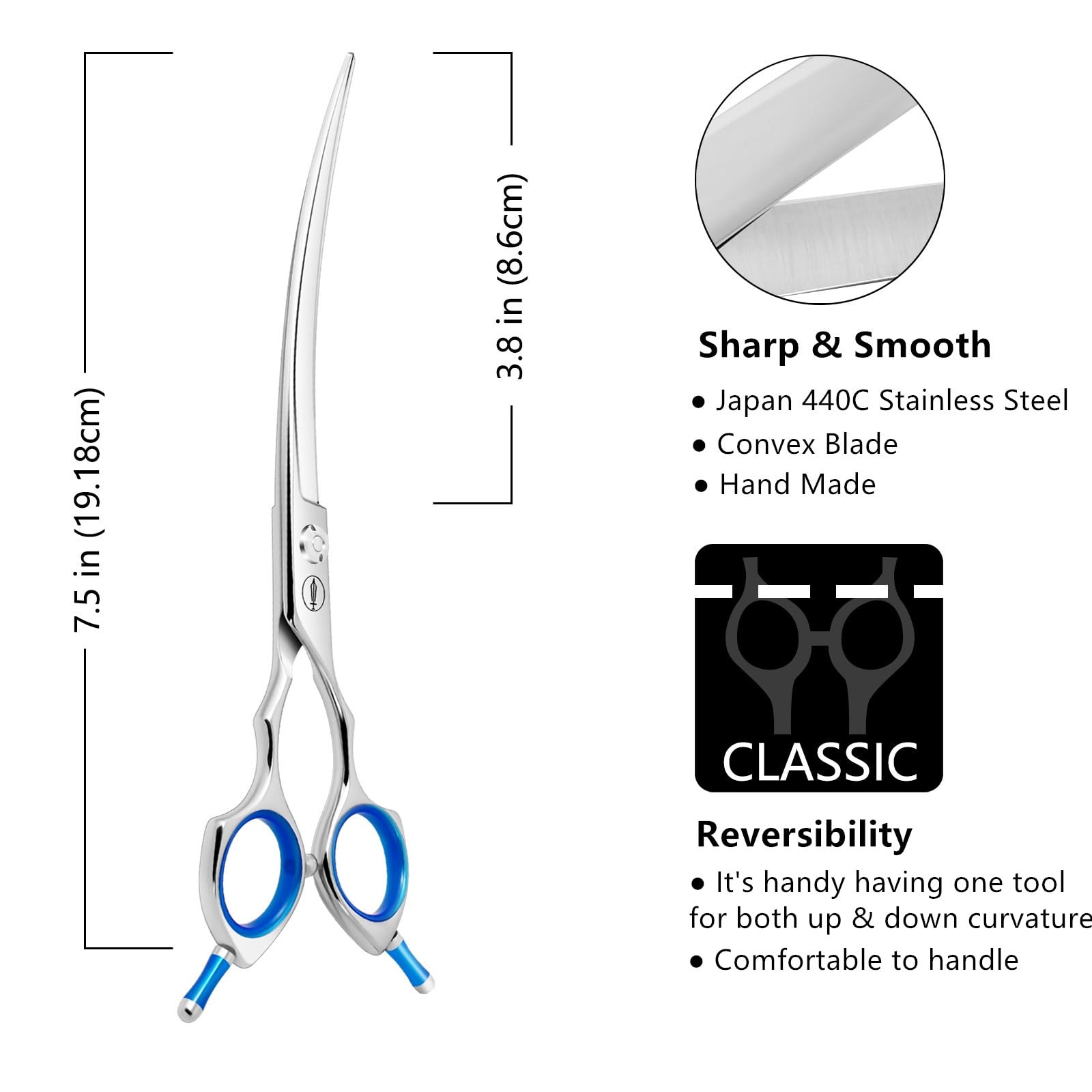 Amazon.com : HASHIMOTO Curved Dog Grooming Scissors, 7.5 inch