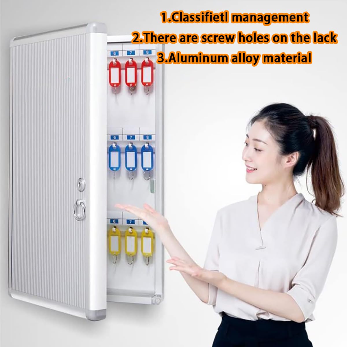 Caja de aleación de aluminio montada en la pared con cerradura de seguridad y etiquetas para llaves, ideal para aula, oficina, gimnasio, almacenamiento de 48 llaves