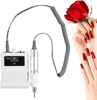 30000 RPM Nail File Drill Machine, Portable Nail Drill E File Machine for Acrylic Nails Rechargeable Polishing Buffer Smooth Nails Device Tool Set Nail Filer for Home Salon Manicure Tools (White)