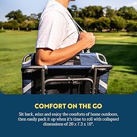 GCI Outdoor Big Comfort Wide Stadium Chair with Adjustable Backrest, Navy