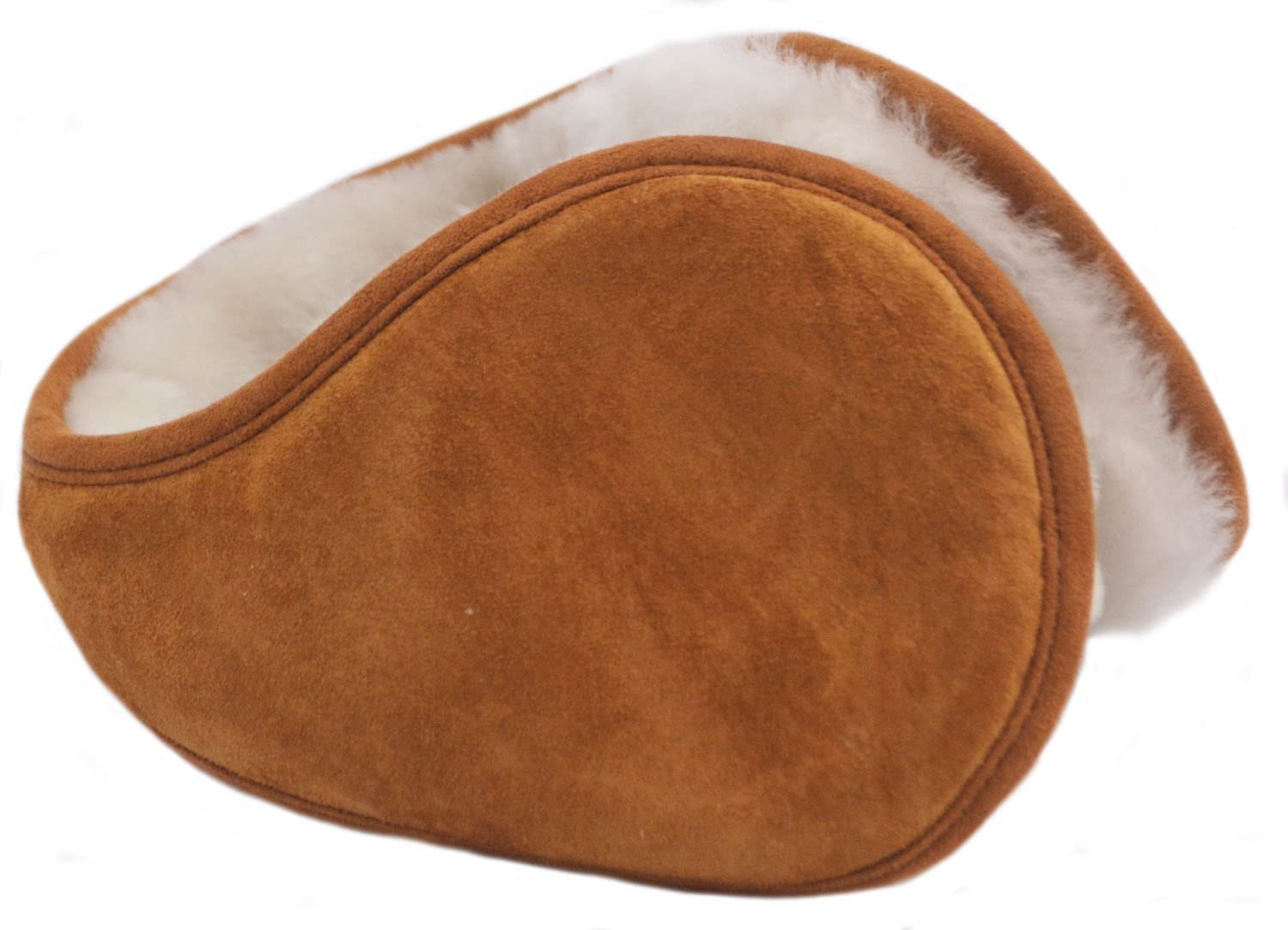 Lambland Unisex Light Brown Sheepskin And Suede Ear Warmers Sprung Earmuffs (Light Brown)