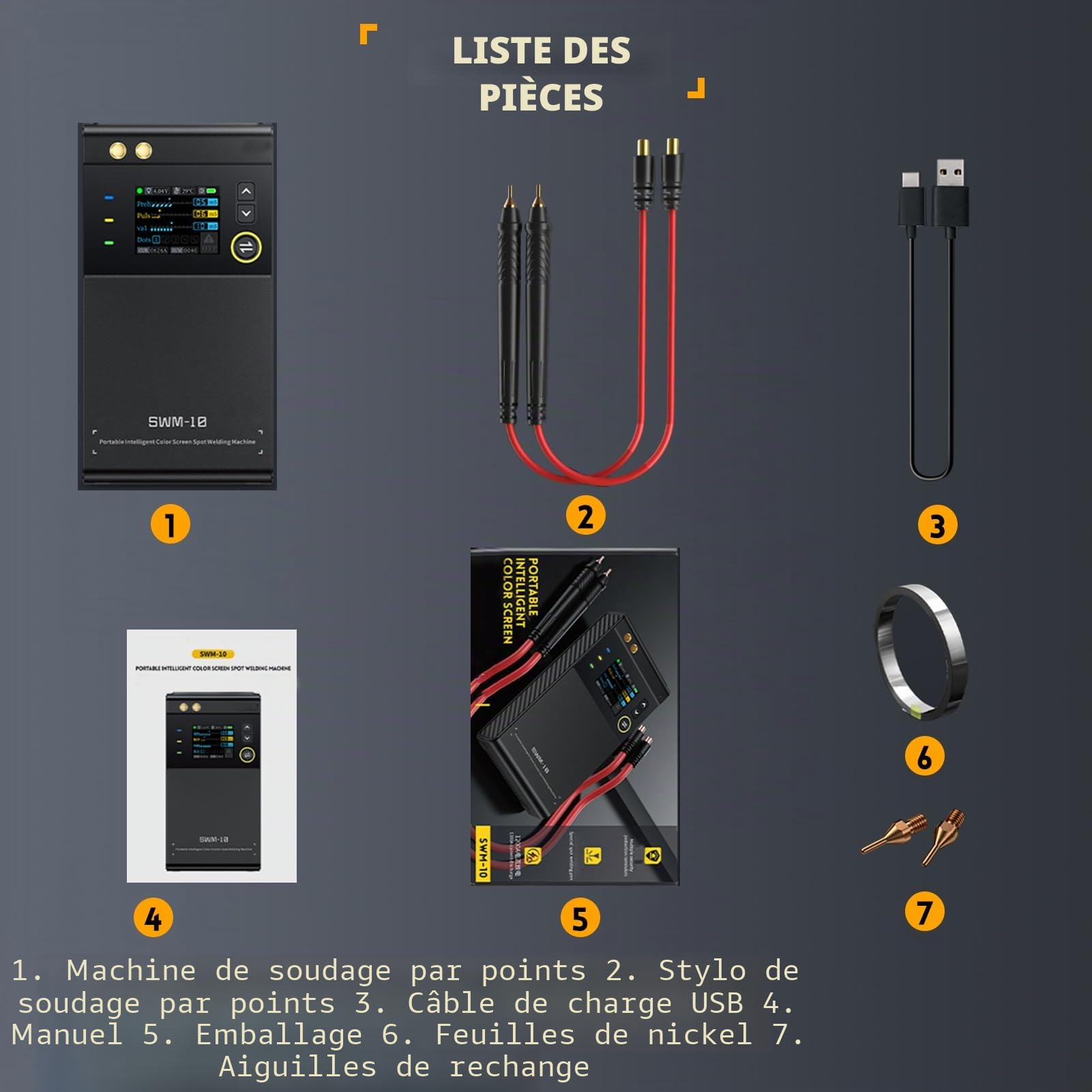 Soudeuse Par Point,Machine à Souder à Points 5000mah Li Soudeuse à Points avec Batterie Multiprotection Amovible Mini Soudeur à Points Pour Nickel de 0,25 mm,Fer Acier TôLe D'Aluminium de 0,3 mm