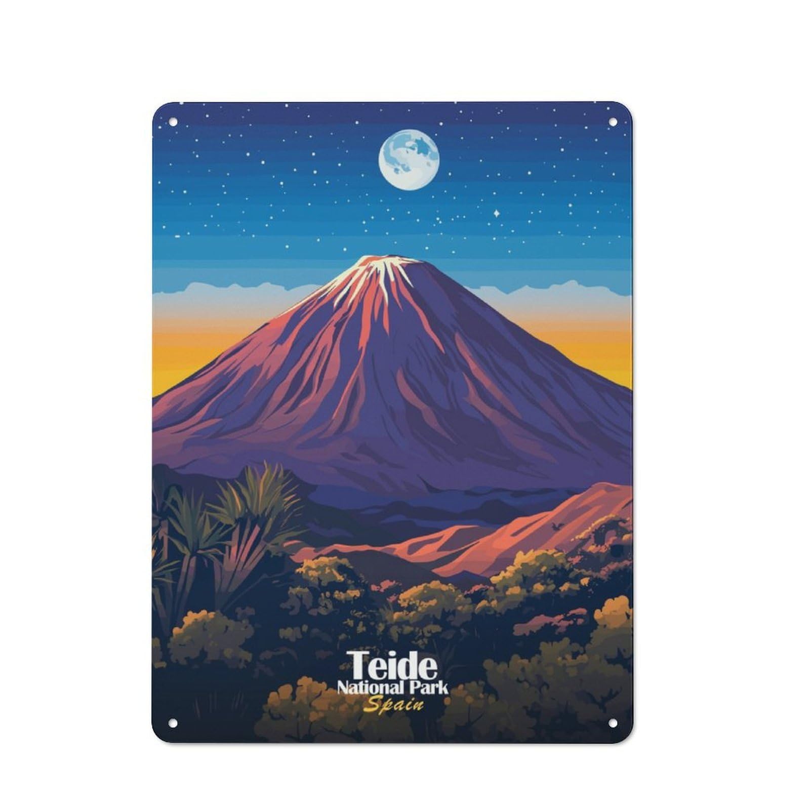 Junmoney Teide National Park Retro Printed Metal Sign 40X30cm For Kitchen Or Home Bar, For Garage, Workshop And Man Cave Decoration