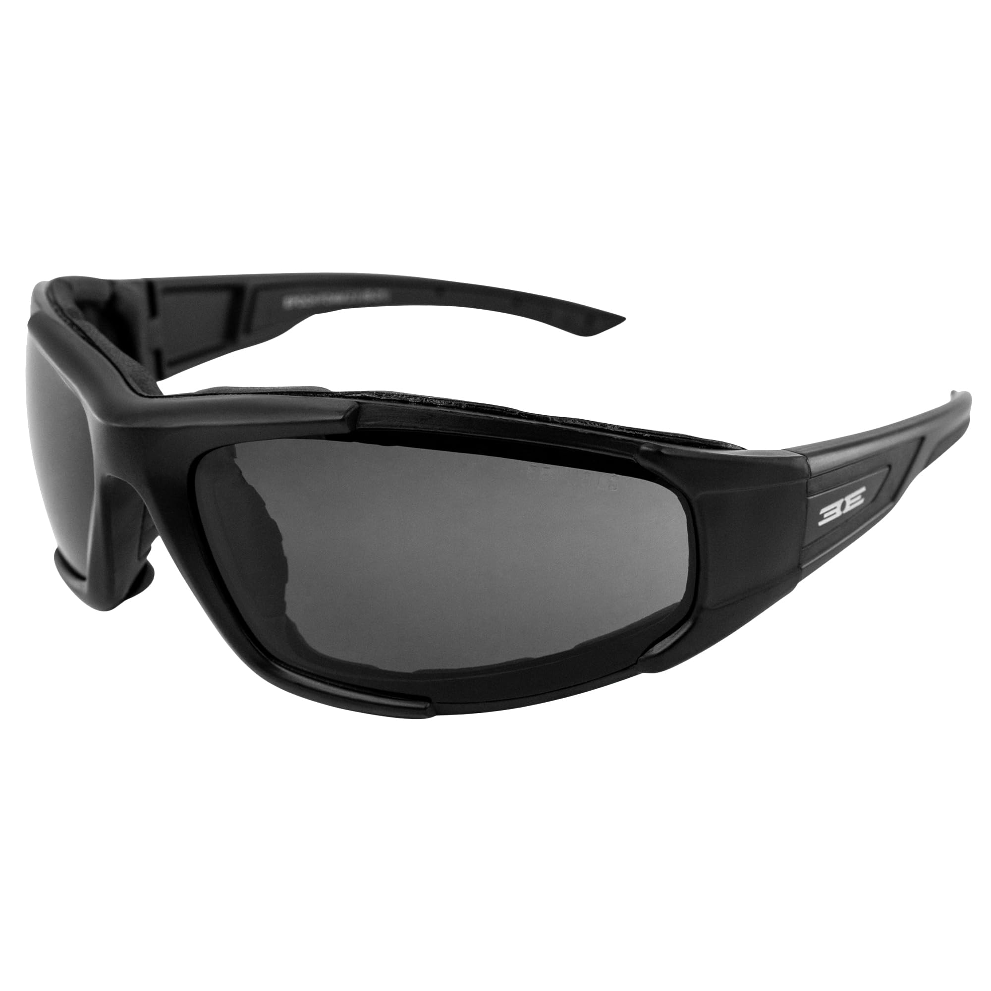 Epoch Eyewear Foam2 Padded Motorcycle Riding Sunglasses Black Frames w/Smoke Lens