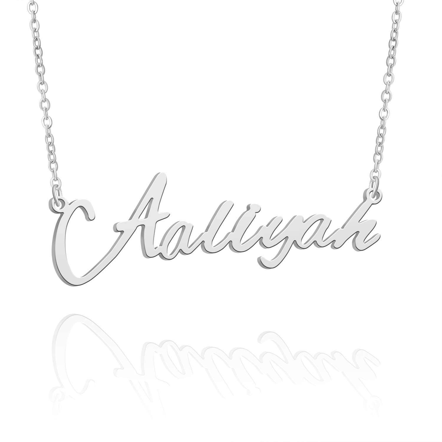 BUREI Custom Name Necklace Personalized Nameplate Bridesmaid Gift for Women