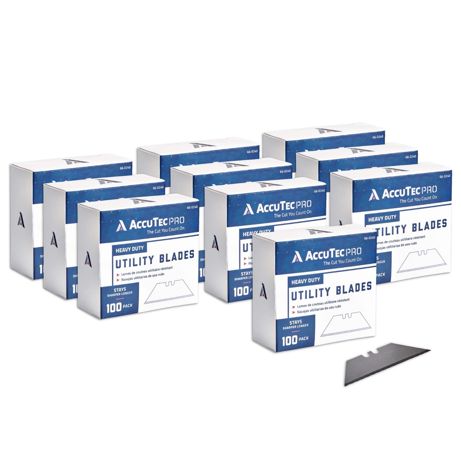 2-Notch Utility Knife Blades with Dispenser - Case Pack, 1000-Blades - Precision Made with Heavy Duty High Carbon Steel for Extra Durability and Long Life