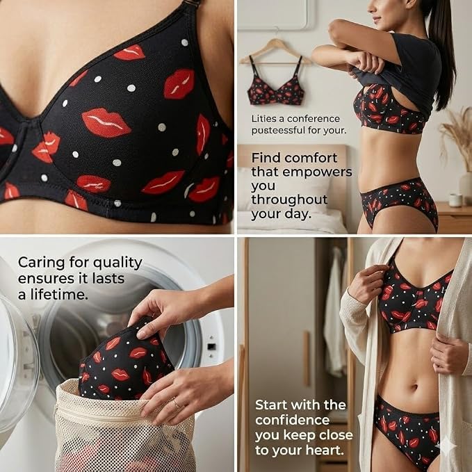 Image of Love Maker Bra Panty Set for Women | Beautiful Lingerie Set for Women for Honeymoon | Net Lace Lingerie Set | Panty Bra for Daily use | Sexy Look for Special Days Lingerie Sets.