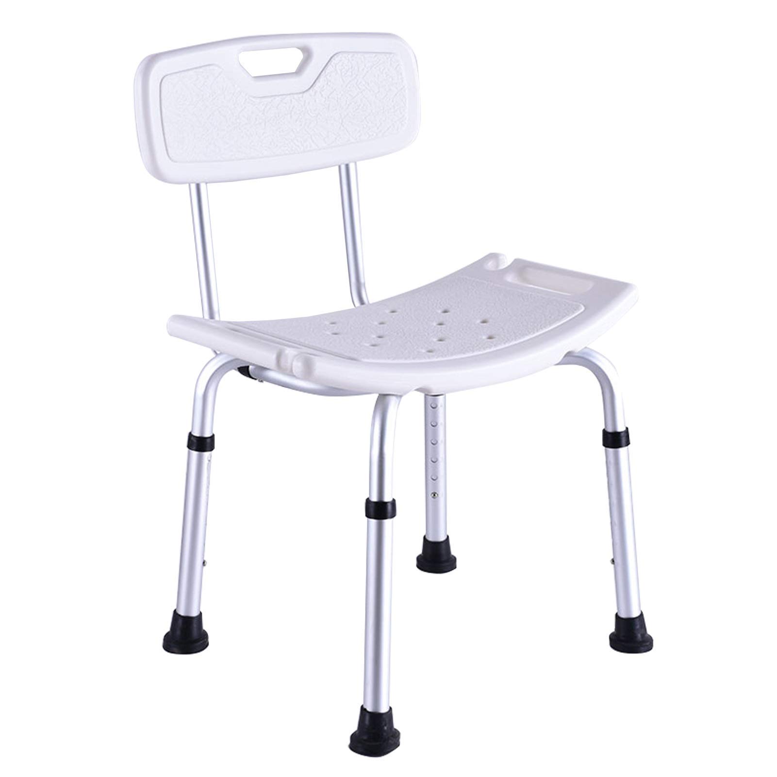 Sedia da Doccia per Anziani Sedile da Doccia Premium con Schienale Sedia da Bagno Regolabile in Altezza, Panca da Sgabello per Vasca da Bagno Compatta Leggera per Adulti Disabili,
