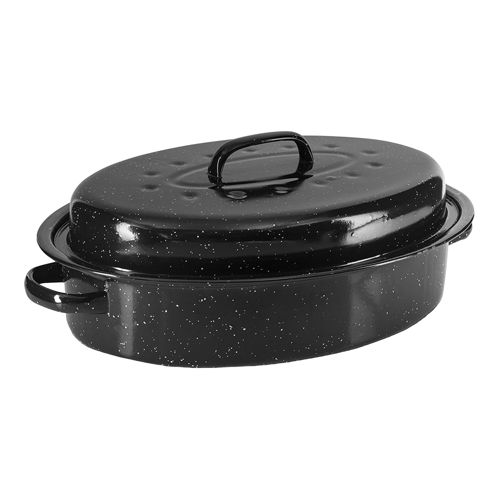 Xinsheinelry Oval Enameled Coated Roasting Pan with Cover Ideal for Small Turkey Chicken Beef and Casseroles Even Heat Distribution Enameled Iron Turkey Roaster with Lid Perfect