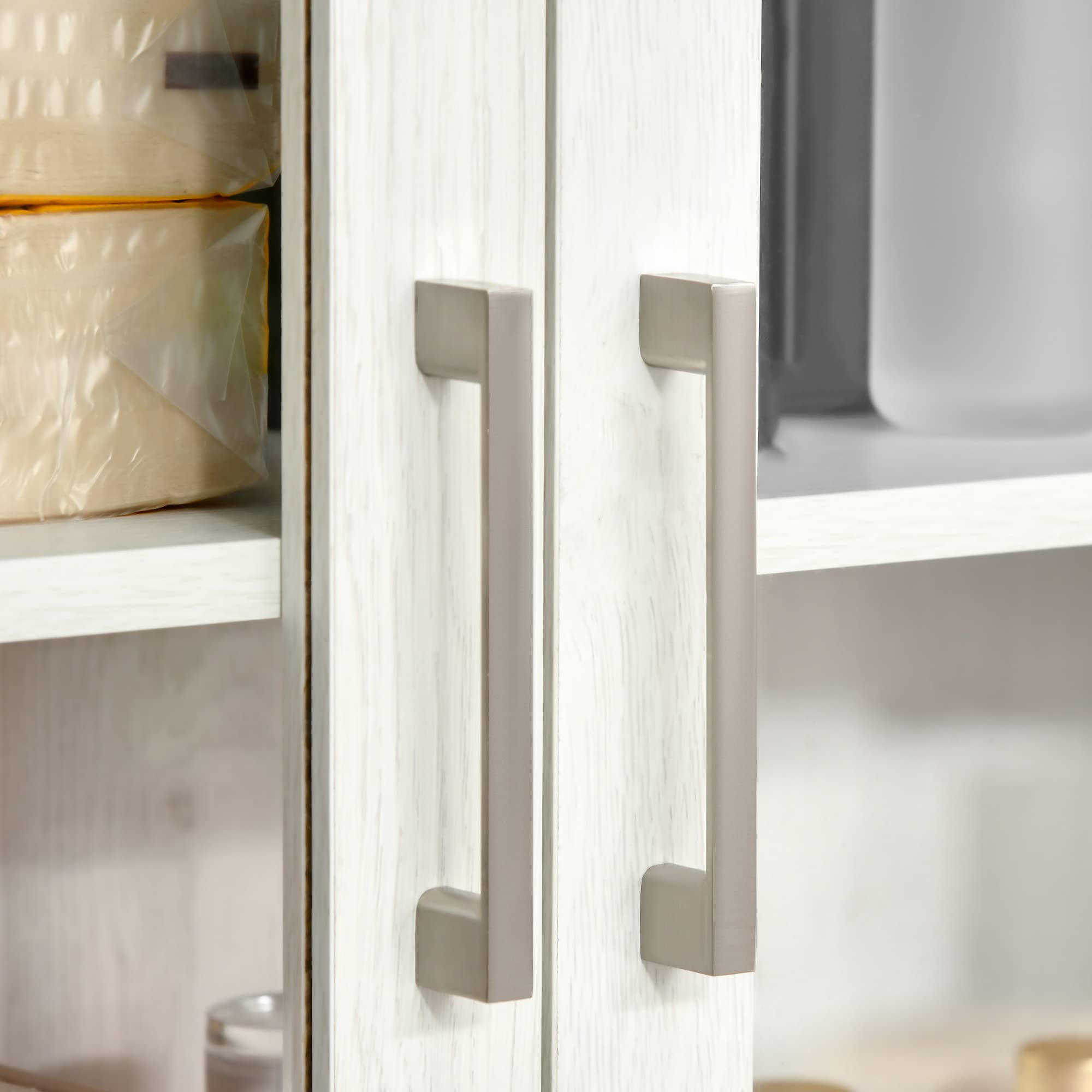 kleankin Armadietto da parete per bagno con 2 ante in vetro e ripiano regolabile Armadietto da bagno sospeso per cucina camera da letto toilette stile moderno 60x19,5x54 cm Bianco