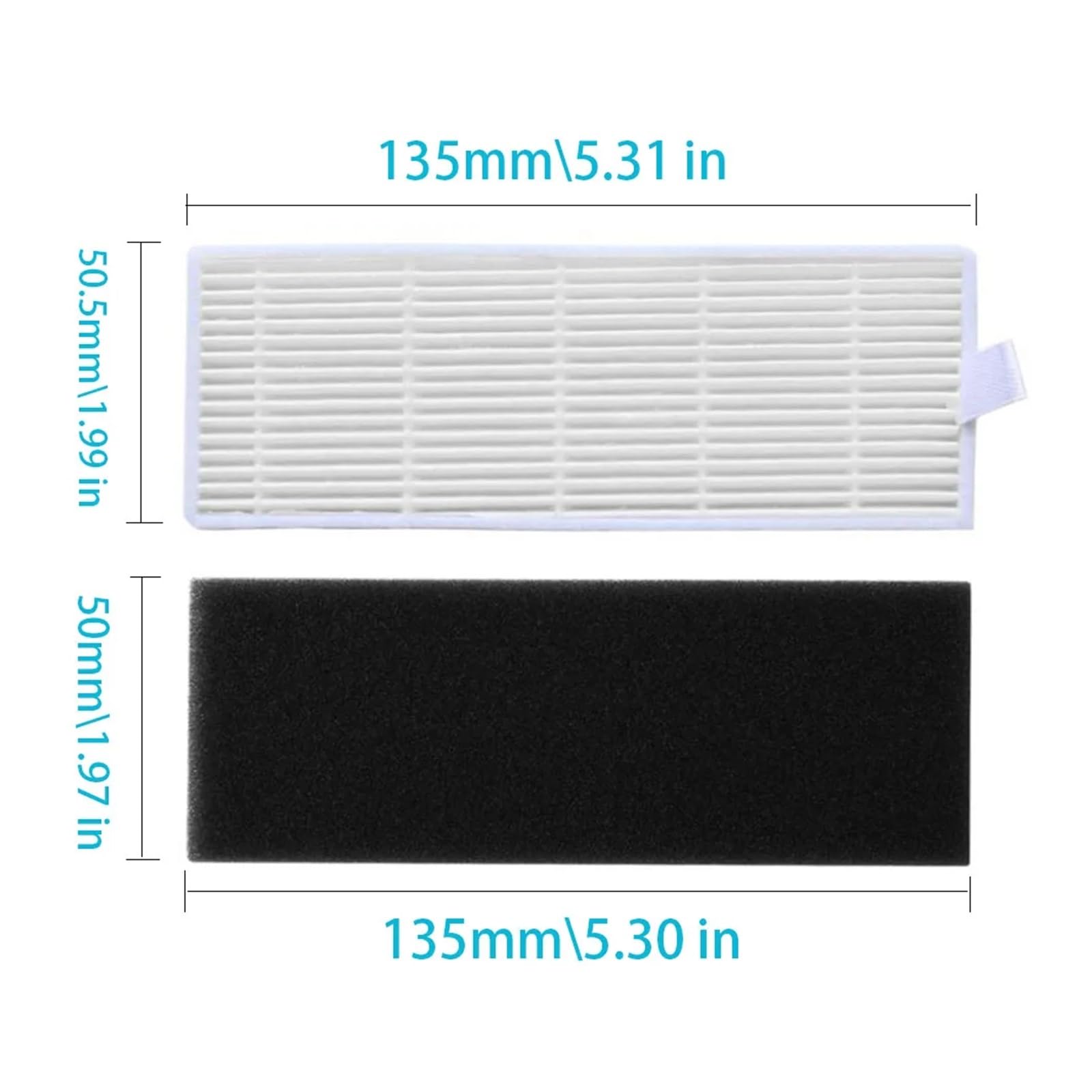 Kompatibel mit ILife A4 A4S A40 Kompatibel mit Polaris PVCR 1126W 0726W 0826 0926W Seitenbürstendeckel Filter Sieb Mopp Ersatzteile(2pcs Filter)
