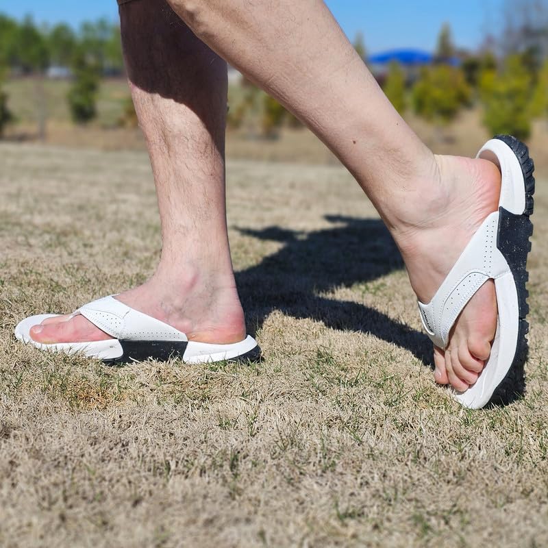 Image of AIRHAS Mens Arch Support Walking Flip Flops Durable Comfort Outdoor Thong Sandals for Men Non Slip Summer Beach Sandals