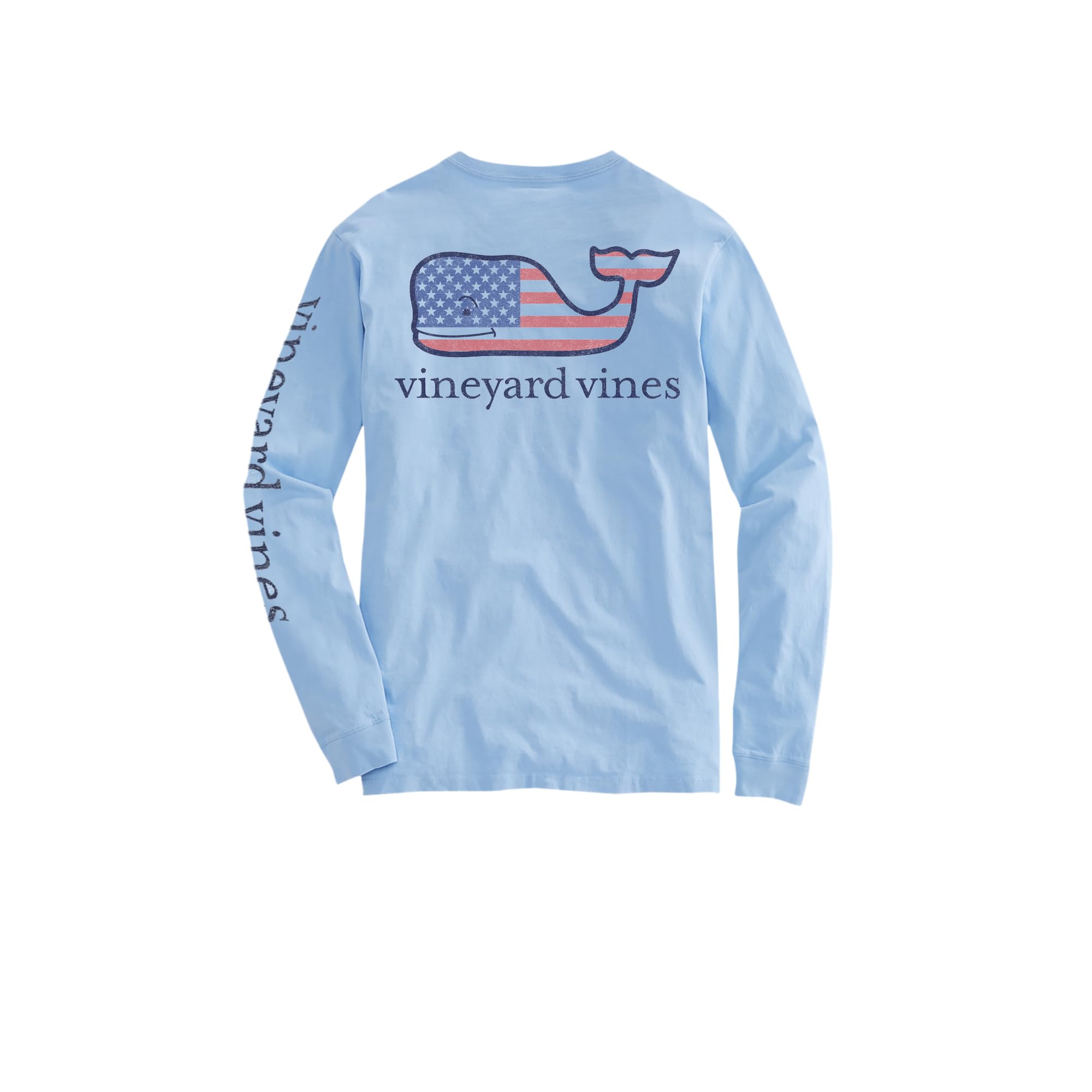 vineyard vines Women's Flag Whale Long-Sleeve Pocket Tee, Jake Blue, XS