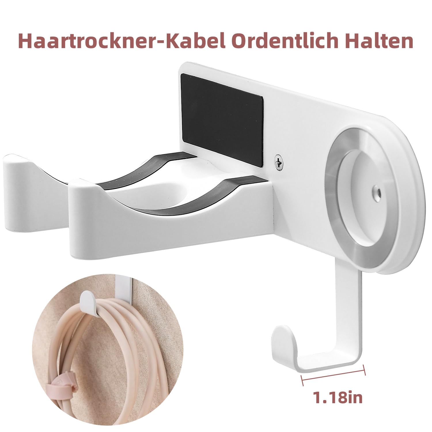 Föhnhalterung Wand Ohne Bohren, Fönhalter für Haartrockner, Edelstahl Haartrocknerhalter zum Kleben, Föhn Halterung für Badezimmer Weiß Chochoyah