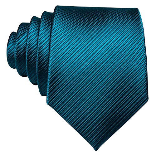 Image of Barry.Wang Tie Sets for Men Silk Stripe Necktie Woven Checkered Handkerchief Cufflinks Formal Business Wedding