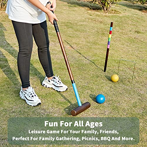 Spexdarxs Six Player Croquet Sets, 35’’ Croquet Set With Premium Wooden Mallets|Colored Balls|Wickets|Stakes| Carrying Bag, Lawn Croquet Game For Teenager Adult Family #TOP5