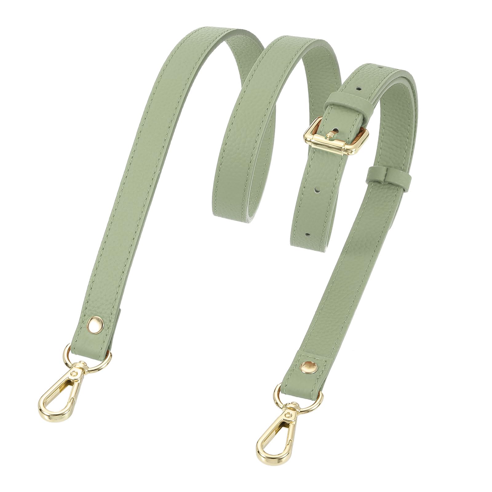 sourcing map Genuine Leather Purse Strap, 41.7"-51.2" Adjustable Crossbody Replacement Straps 0.7" Width for Women Handbags Shoulder Bag (Lake Green, Gold Buckle)