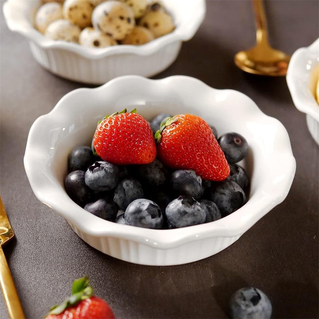 6/12-Piece 200ML White Porcelain Round Bakeware Pie Pizza Pan Glaze Baking Dish for Cooking Cake Dinner(14x14x3.5cm) (Size : 12-Piece)