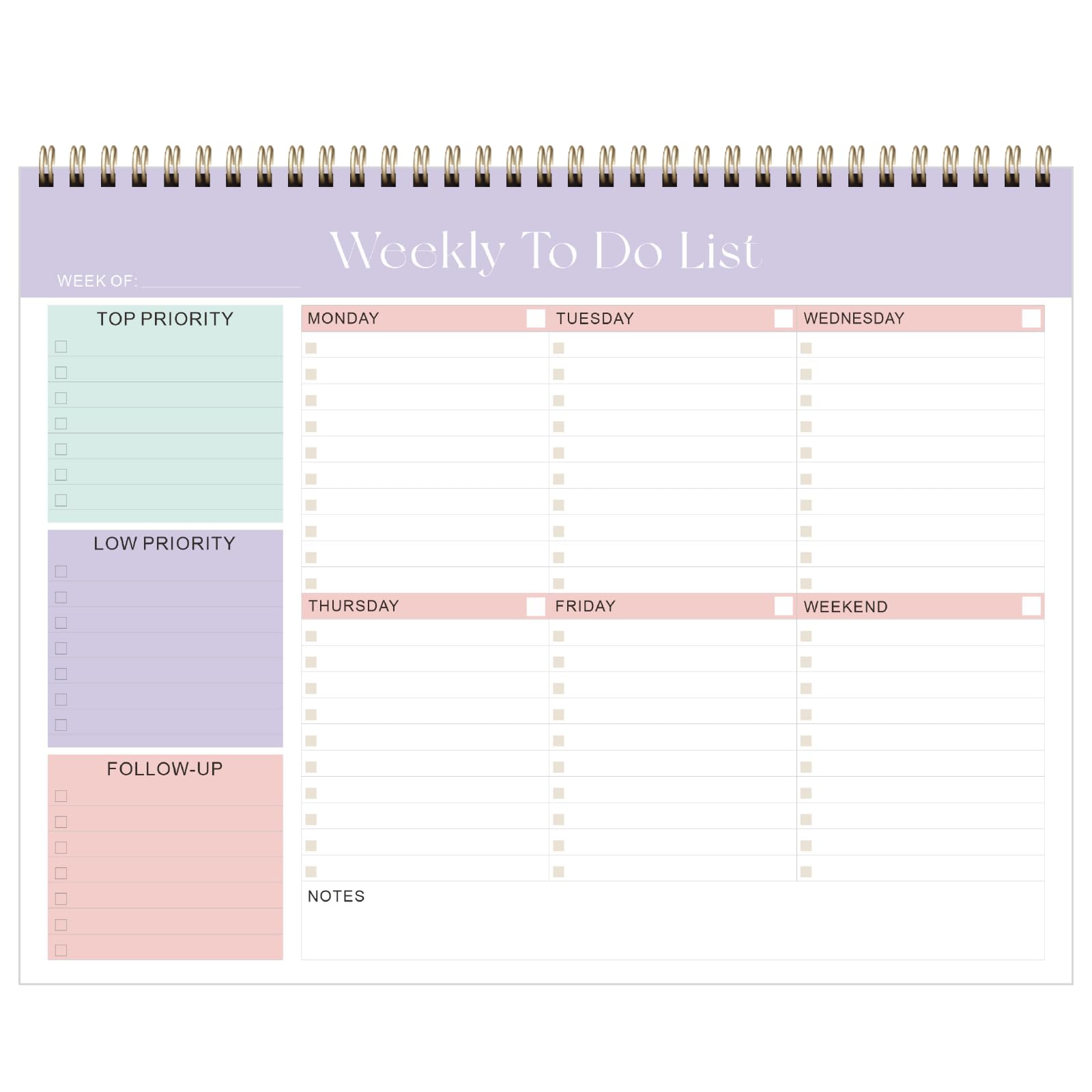 Weekly To Do List Notepad, Undated Planner with 52 Sheets (8.5''x11''), Desk Weekly Planner for Women & Man, Home School & Work