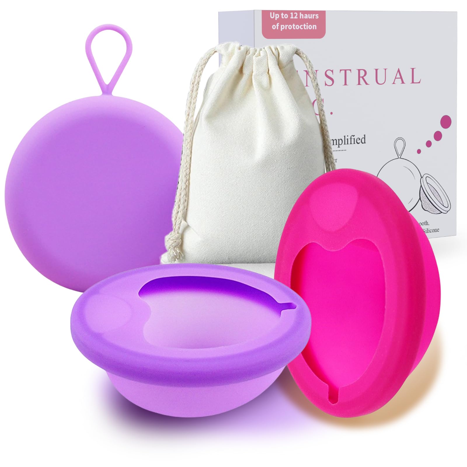 2 pezzi Disco di disco mestruale S L, disco periodico riutilizzabile a tazza mestruale, dischi mestruale a prova di morbido fatto in silicone, alternativa ai tamponi