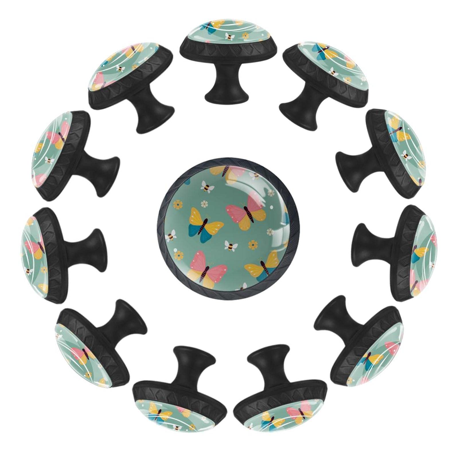 Boutons de tiroir papillon ronds 35 mm pour commode et meuble de chambre à coucher