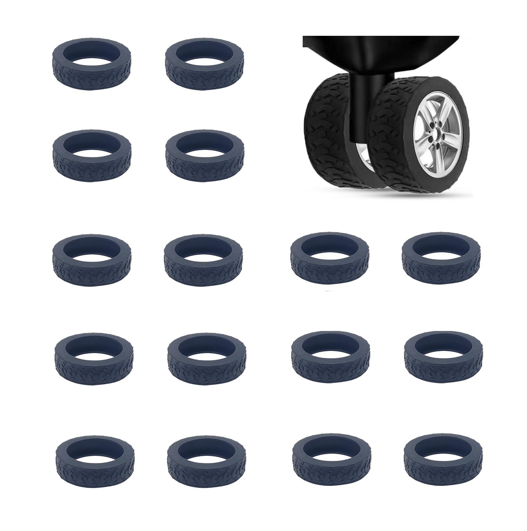 FABWAY 16PCS Luggage Wheel Covers - Upgraded Suitcase Wheels Protector Covers for Most Luggage (Black)